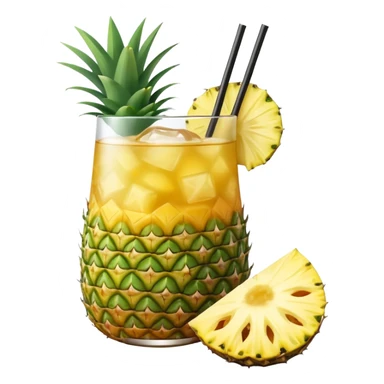 yellow pineapple refresher cocktail with only one slice of pinapple sticker