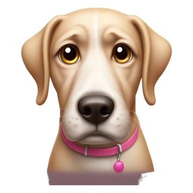 disgusted dog with pink nose sticker