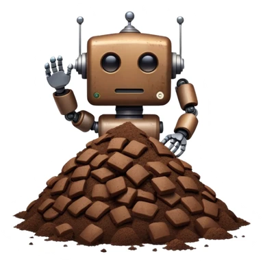robot holding poop sticker