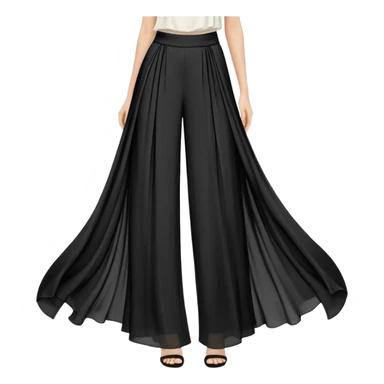 wide palazzo pants, flowing fabric, dramatic wide leg trousers, elegant women's pants, only the garment, no model sticker