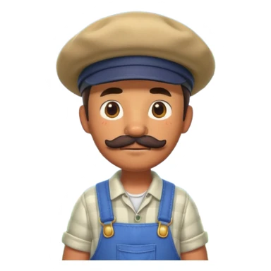 ANIMAL CROSSING CHARACTER ONLY: human famer with a beret and a mustache in the aninal crossing world 3d sticker