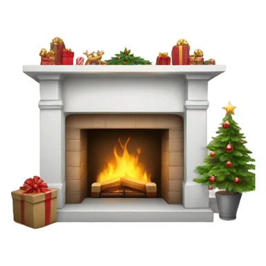 White fireplace xmass sticker