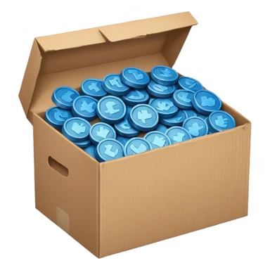 blue coins credit in a cardboard package sticker