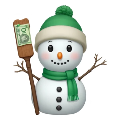 snowman wearing green cap with chaco bar sticker