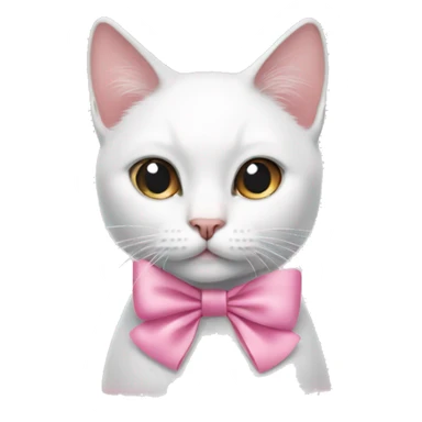 White cat wearing a pink aesthetic bow on her left ear. sticker