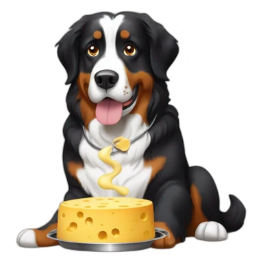 Bernese mountain dog cooking swiss cheese fondue sticker