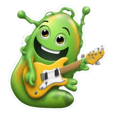 Happy slimy slug playing electric guitar sticker