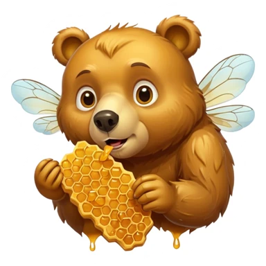 bear eating honeycomb with bees flying around sticker