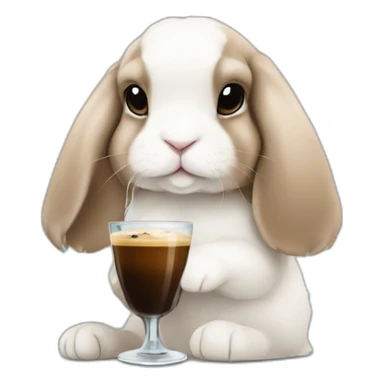Holland lop holding espresso martini in one hand sticker