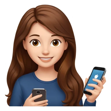young woman scrolling on her phone @emoji sticker