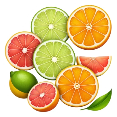 Emoji of slices of oranges, lemon, lemongrass, lime, grapefruit sticker