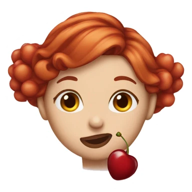 Woman with cherry hair sending a kiss sticker