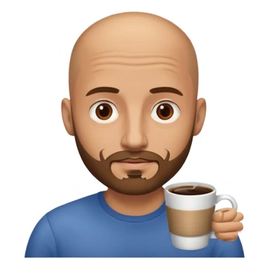 men with coffee no hair, a little beard and no wrinkles sticker