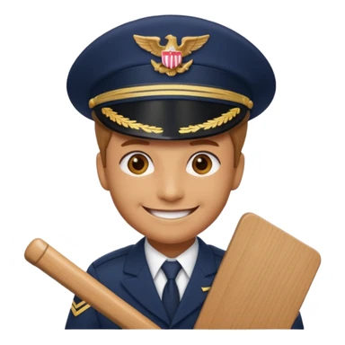Slack-style emoji of a pilot wearing a navy captain hat holding a board with the text "WIP" on it sticker