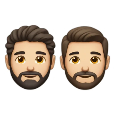 Couple gay one man with black beard, white skin and brown eyes, another man with brown hair and brownish eyes sticker
