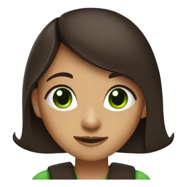 brunette girl with green eyes and devil horns sticker