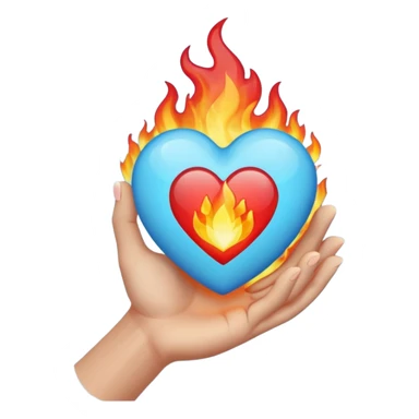 Light Blue heart with fire hand sticker