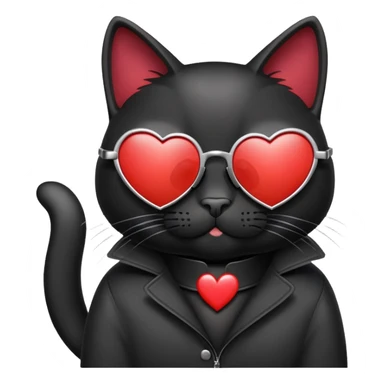 black cat wearing heart-shaped sunglasses sticker