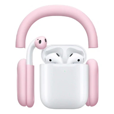 Airpods max with Two light pink bows were tied on either side of the headset sticker