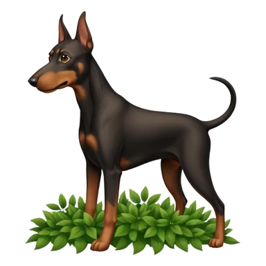 Doberman peeing on bush sticker