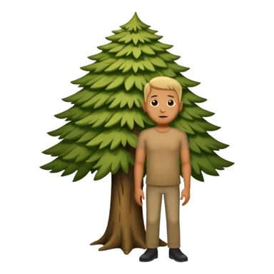 A large german man hiding behind a skinny tree sticker