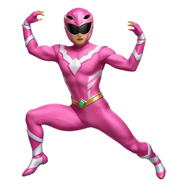 Pink Power Ranger leaping or spinning in a dramatic dance move sticker