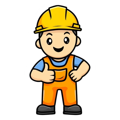 happy construction worker giving thumbs up sticker