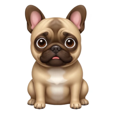 Dark Brown (pug crossed with french bulldog) dog I'd like a 3D emoji sticker