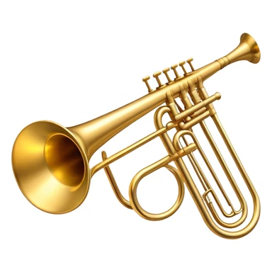 Cinematic Realistic Trombone, sleek brass slide extending dynamically, subtle scratches adding authenticity, warm golden reflections bouncing off the metal, glowing with a bold and resonant musical energy. sticker