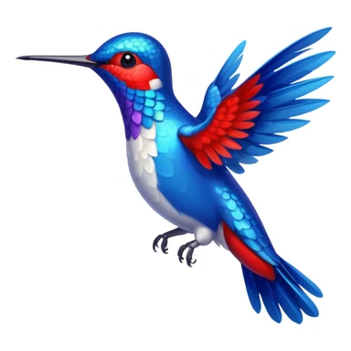 beija-flor com pluma toda azul e apenas o pé vermelho sticker