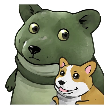 Panda hugging corgi sticker