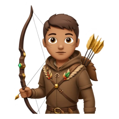 The classic hunter image with a bow and arrow on his back, dressed in brown with some animal made decorations sticker