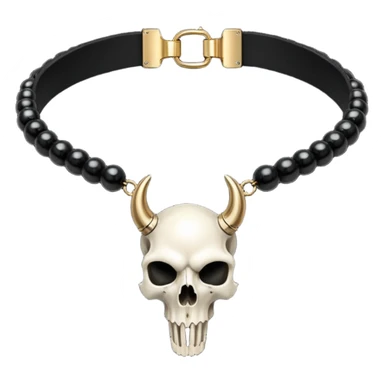 Black beaded choker with animal skull sticker