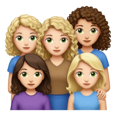 A trio of girls (one straight haired brown eyed brunette, another straight haired Blueish greenish eyed blonde and the last girl a browned eyed curly haired brunette sticker