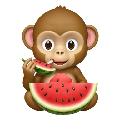 A monkey eating watermelon and chicken  sticker