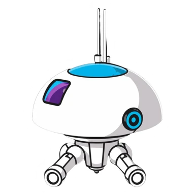 Tall surveillance robot with rotating sensor dome and floating limbs sticker