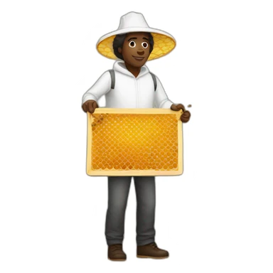 Tall black man beekeeper with honeycomb full body sticker