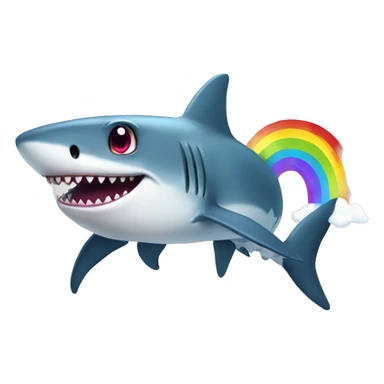 shark with heart eyes and throw up rainbow sticker