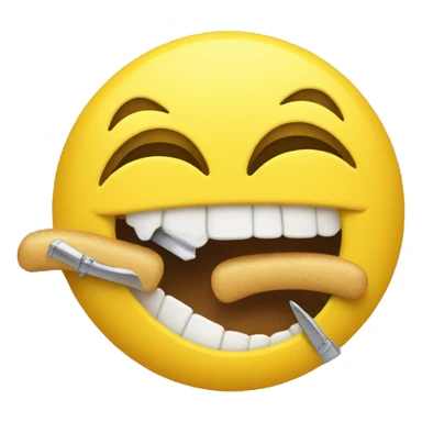 yellow smiley face biting nails sticker