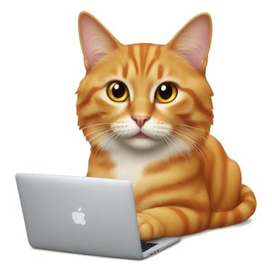 cat british orange with macbook  sticker