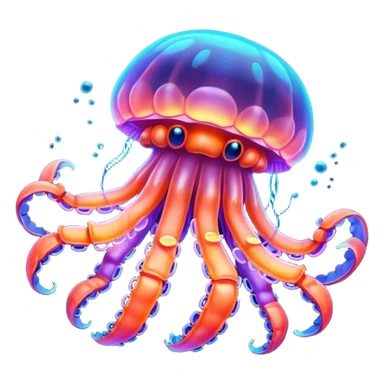 Neon glowing jellyfish-crab-squi sticker