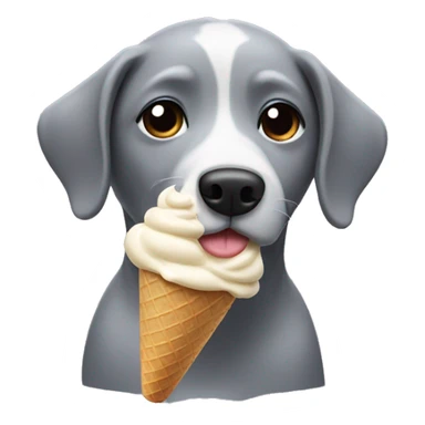 Gray dog eating ice cream sticker