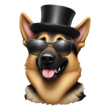 German shepherd with sunglasses and a top hat  sticker