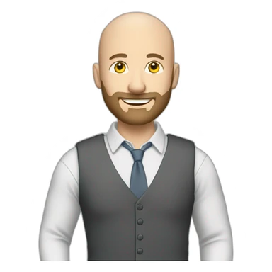 good looking caucasian male with small beard and almost bald smart casual holding papers sticker
