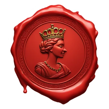 queen wax seal red broken circle sticker