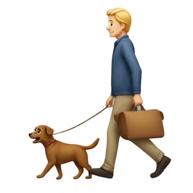 Man walking towards a dog sticker