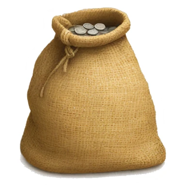 old small open jute bag full of coins sticker