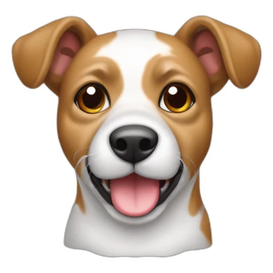 Perrita de raza ratonero bodeguero de orejas en punta, con manto blanco y manchas marrones en la cabeza sticker