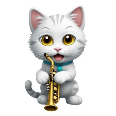 kitty playing a clarinet sticker
