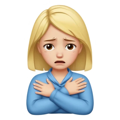 Girl crying with crossed arms on neck sticker